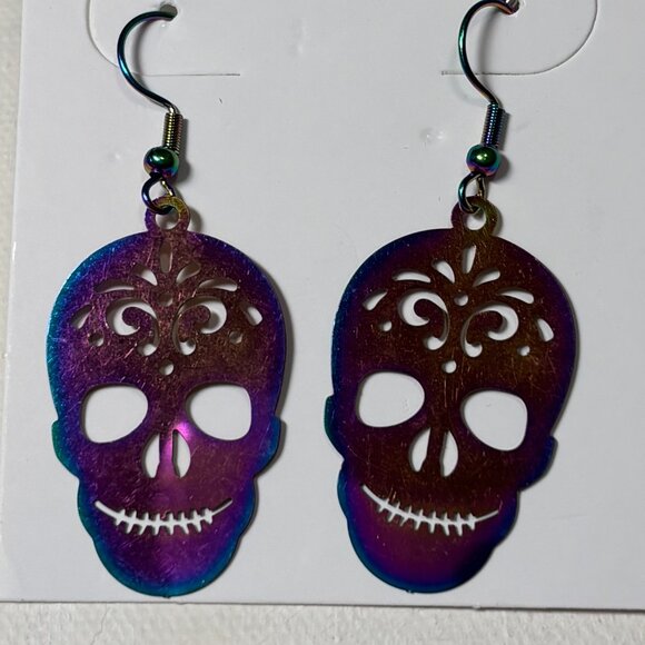 Jewelry - 🌈 Rainbow gift sale! 🌈 Rainbow titanium skull earrings, as low as $10